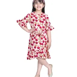 StyleStone Kids Multicolor Floral Print Dress with Belt-picture-30