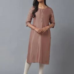 W Brown Printed Straight Kurta-image-89