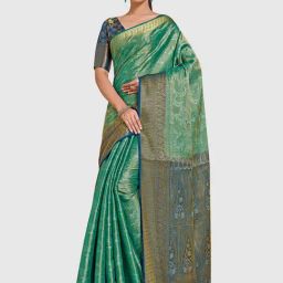 Mimosa Green Silk Woven Saree With Unstitched Blouse-image-55