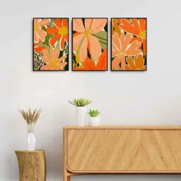 999Store Multicolor Canvas Wall Painting Panel With Fibre Frame - Set of 3-16