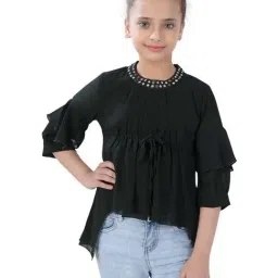 poplins Kids Green Cotton Regular Fit Top-image-40