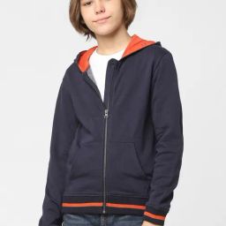 Jack & Jones Junior Navy & Orange Cotton Slim Fit Full Sleeves Jacket-image-53