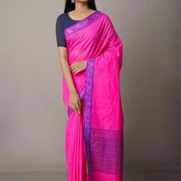 Unnati Silks Pink Cotton Floral Print Saree With Unstitched Blouse-image-10