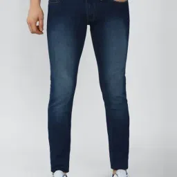 Peter England Jeans Navy Blue Cotton Skinny Fit Jeans-picture-49