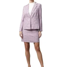 Global Republic Lavender Checks Blazer With Skirts-12