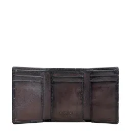 Eske Simon Brown Textured Bi-Fold Wallets For Men image 5