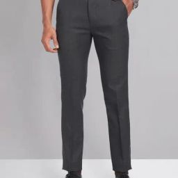 AD by Arvind Dark Grey Slim Fit Check Flat Front Trousers-image-99