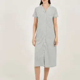 Styli Grey Cotton Regular Fit Night Dress-picture-34
