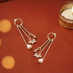 Zaveri Pearls Gold Tone Contemporary Austrian Diamonds Embellished Butterfly Charm Drop Earring-ZPFK17758 image 1