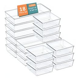 Aura Transparent Set of 6 Regular Drawer Organiser Organisers-13