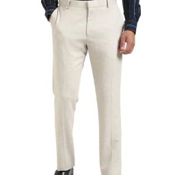 TOMMY HILFIGER Off White Wool Regular Fit Solid Trousers-image-74
