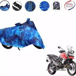 Auto Pearl Polyester Waterproof Two Wheeler Cover for Triumph Tiger 800 XCA,(Ocean Blue)-image-63