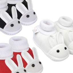 NESKA MODA 6 To 12 Months Baby Boys & Baby Girls 3 Pair Combo Pack Cute Soft Cotton Rabbit Booties-20