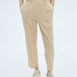MANGO Women Mid-Rise Pure Cotton Straight Fit Cropped Trousers-image-57