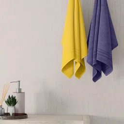 home expressions Yellow & Purple 2 Pieces Cotton 380 GSM Towel Sets-picture-23