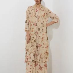 Zuba by Westside Beige Botanical Design A-Line Kurta-image-45