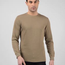 Numero Uno Beige Regular Fit Self Pattern T-Shirt-picture-11