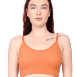 Spiaty Orange Solid Full Coverage Lightly Padded Bra-4