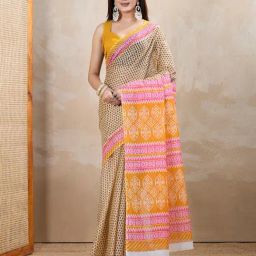 SHANVIKA Peach Pure Cotton Printed Saare-picture-11
