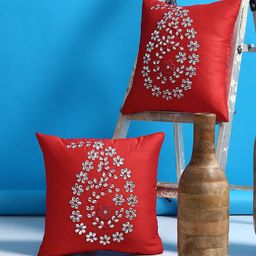 Alina decor Red Set of 2 Solid Square Cushion Covers-picture-18