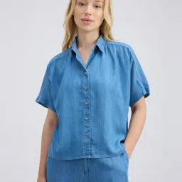 Pepe Jeans Mid Wash Short Sleeve Denim Shirt-picture-24