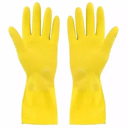 YAJNAS Yellow Stretchable Reusable Non-Slip Rubber Cleaning Hand Gloves-image-31