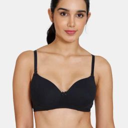 Zivame Jet Black Half Coverage Wireless T-Shirt Bra-picture-32