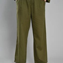 IZEL Green Cotton Solid Pants-image-6