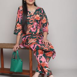 Bholukart Girls Floral Printed Regular Kurta with Trousers-image-89