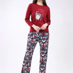 Monte Carlo Maroon Cotton Regular Printed Sleepwear & Ropes-picture-13