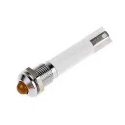 RS PRO Orange Panel Mount Indicator 24V DC, Mounting Hole Size 8 mm, Termination Type Faston, Solder Lug, IP Rating IP67, Model No 8385558-50