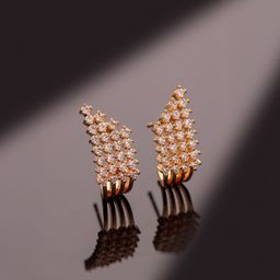 Voylla Sparkling Elegance Sunray American Diamond Contemporary Studs Earrings-image-89