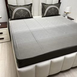 Pure Decor Royal Majestic Brown Printed Pure Cotton 600 TC King Bedsheet Set 2.74 x 2.74 m-picture-46