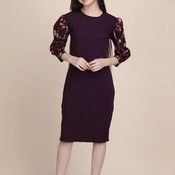 YK Puff Sleeve Formal Fit & Flare Dress-50