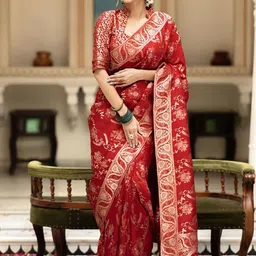 DIVASTRI Ethnic Motifs Zari Art Silk Banarasi Saree-picture-43