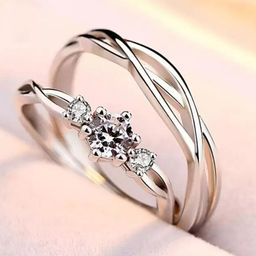 KARISHMA KREATIONS Set Of 2 Silver-Plated AD-Studded Couple Adjustable Finger Rings-6