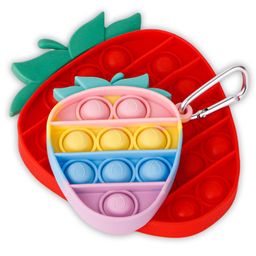 Fiddlerz Strawberry Shape Pop Bubble Sensory Stress Relieving Silicone Pop It Fidget Toy Pack of 2 - Multicolour-picture-11