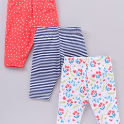 Babyhug Cotton Knit Three Fourth Length Leggings Multi Print Pack of 3 - Multicolour-image-82