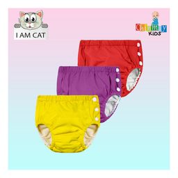 Chinmay Kids Reusable Swimwear Diaper Pants Set Of 3 - Purple Yellow & Red-image-56