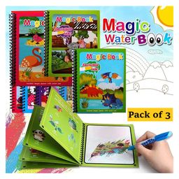 Opina Magic Water Coloring Book with Magic Pen & Reusable Quick Dry Feature Pack of 3 (Random Design & Assorted Color)-21