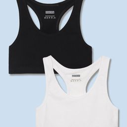 Mackly Pack Of 2 Solid Training Bras - Black & White-picture-28
