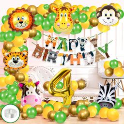Zyozi Jungle Safari Birthday Decorations Combo For Birthday Multicolor - Pack Of 84-12