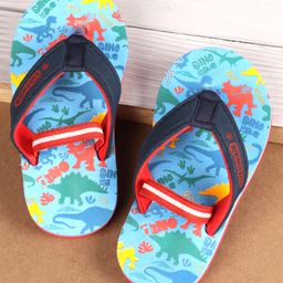 Cute Walk by Babyhug Flip Flops with Back Strap Closure Dino & Text Print - Blue-image-32