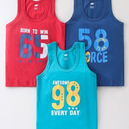 Simply Sinker Sleeveless Number Printed Vests Pack of 3 - Red & Blue-28
