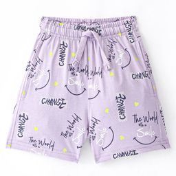 Doreme Single Jersey Knee Length Shorts with Text Print - Lilac-image-54