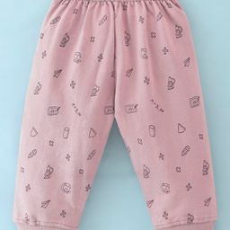 Tango Looper Knit Full Length Lounge Pant with School Theme Print - Wood Rose-image-98
