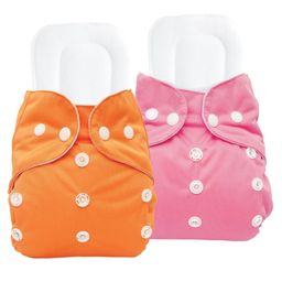 Sparkle Joy Free Size Reusable Cloth Diaper With Insert Pack Of 2 - Orange - Pink-14
