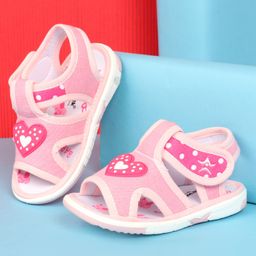 Cute Walk by Babyhug Sandals with Velcro Closure & Heart Applique - Pink-picture-13