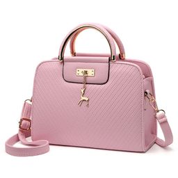 SYGA Women's Handbag Corrugated Fawn Pendant Cute Shoulder Bag Fashionable Style Crossbody Bag(Pink)-picture-27