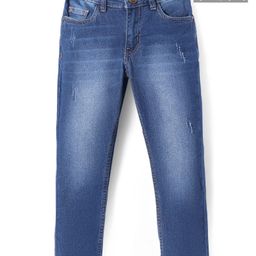 Pine Kids Woven Full Length Solid Washed Denim Jeans - Blue-picture-35